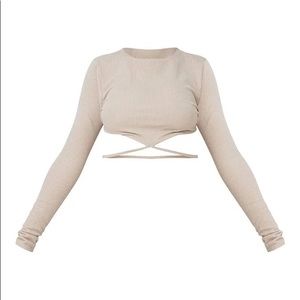Maternity Stone Longsleeve Tie Bump Top